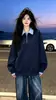 Sudadera de cuello alto con media cremallera, estilo retro americano, dos piezas falsas, de moda y única, otoño, nicho, casual, manga larga para mujeres y hombres