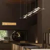 Lámpara colgante de diseño minimalista para restaurante, lámpara de barra de bar, luz lineal de tira de estilo industrial para recepción de cafetería, aluminio