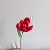 Ramo Abierto de Tulipán de Lana Tejido a Crochet Hecho a Mano Transfronterizo Regalo para Tanabata, Día de San Valentín, Día del Maestro