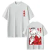 Camiseta com Estampa de Inuyasha Anime Masculina e Feminina Casual Oversized Gola Redonda Masculina Estilo Street Cartoon Quadrinhos Anos 90