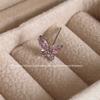 Brincos de pino de borboleta de zircônia rosa femininos requintados pequenos brincos de pino de osso de orelha simples todos os jogos brinco fivela de orelha design de nicho