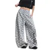 Calças casuais estilo americano, com corte relaxado, design criativo bordado com letras e padrão de estrelas, pernas largas, para homens e mulheres, adequadas para dança de jazz