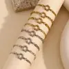 Pulsera Europea y Americana Ins Simple de Nicho Versátil Cadena de Hoja Acero Inoxidable Chapado en Oro de 18K Hebilla de Pin Pulsera de Cadena