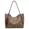 Bolso de Hombro Individual Retro Elegante de Gran Capacidad para Mujer con Estampado de Leopardo 2026 Nuevo Otoño Bolso de Mano Informal Popular para Viajar
