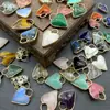 Accesorios para Joyería DIY Amatista Labradorita Colgante Forma de Corazón Borde Cortado Pulsera Collar Pendiente de Arete