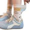 Calcetines de Dibujos Animados para Perros de Media Pantorrilla para Niñas Otoño e Invierno, Estilo Coreano Ins Moda Otoño con Borde Fruncido, Lindos, Estudiante, Versátiles
