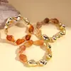 Pulsera de Abalorios Geométricos Irregulares de Acrílico Retro Europea y Americana, Estilo Étnico, Moderna, Versátil, de Nicho, Joyería de Alta Gama