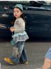 Calça Roupa Infantil Coreana Jeans para Meninas Primavera 2025 Nova Estilosa Infantil Retro Estampa de Desenho Calça Reta