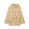 Comércio Exterior Roupas Femininas 2025 Outono Europeu e Americano Jaqueta com Capuz de Manga Longa com Cordão de Comprimento Médio Jaqueta para Mulheres E490269