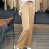 Nuevos Pantalones de Pierna Ancha con Flor de Satén Elegantes Versátiles Color Sólido Pantalones de Vestir Adelgazantes Verano 2024 Pantalones Finos
