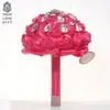 Flor Vermelha Rosa pequeno strass Amazon fornecimento quente flor na mão simulação flor na mão de noiva presente boutique