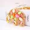 Llavero creativo de elefante de cristal con incrustaciones de diamantes, llavero de animal, accesorios para bolso, colgante de metal, pequeño regalo