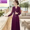 Vestido Roxo Bordado com Renda Feimengyi para Mulheres, Manga Longa, Estilo Francês de Primavera, Elegante e Deslumbrante, Acinturado, Vestido Emagrecedor