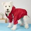 Ropa para Mascotas Transfronteriza Invierno Ropa para Perros Forrada de Lana Engrosada con Capucha Chaqueta de Dos Patas Venta al por Mayor Impermeable Chubasquero para Perros