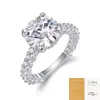 Nuevo anillo de plata S925 de moda europea y americana para mujer, nicho, lujo ligero, sensación de alta gama, apilable, anillo de moissanita de 5 quilates