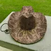 Sombrero de vaquero con estampado paisley vintage transfronterizo, sombrero de ala ancha de ante sintético, sombrero de caballero del oeste para cosplay de fiesta de Halloween