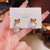S925 prata agulha óleo gota velho urso pequeno tigre brincos mulheres bonito simples nicho high-end design orelhas studs brincos