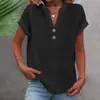 Camisa de Verano para Mujer de Color Sólido con Cuello Alto, Botones y Manga Corta, Estilo Europeo y Americano, 2026