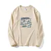 Camiseta de Manga Longa com Estampa de Personagens de Anime e Desenhos Animados, Design de Letras, Nova Coleção Outono/Inverno, Roupa Externa Casual Versátil para Mulheres