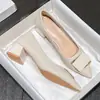 ¡Resalta lo Hermoso Elegante! Diseño Elegante, Zapatos Individuales con Punta Puntiaguda y Tacón Cuadrado Pupu Slip-On de Goma Boca Baja