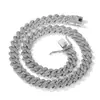 Corrente Cubana em Forma de Diamante 14mm Europeia e Americana Venda Quente Transfronteiriça Colar de Liga de Zinco Cheio de Strass Hip-Hop Tendência Masculina e Feminina Pulseira Fábrica de Joias