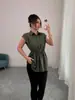2026 Transfronterizo Europeo y Americano Amazon Moda Holgado con Cinturón de un Solo Botón Color Sólido Cuello Polo Manga Corta para Mujer