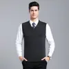 Chaleco de punto para hombre de otoño e invierno, 60% lana, cuello en V, talla grande, chaleco formal de punto sin mangas, chaleco casual sin mangas