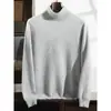 Camiseta Interior de Cachemir Tejido de Punto de Cuello Alto para Hombre, Suéter Cálido Interior de Color Puro Holgado, Jersey de Color Puro, Manga Larga Casual