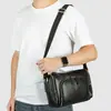 Bolso de Hombro Individual Vintage para Hombre de Cuero Crazy Horse Capa Superior de Piel de Vaca Bolso Cruzado de Gama Alta Gran Capacidad Barril Horizontal Bolso Pequeño