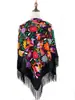 Popular Chal Étnico Vintage Transfronterizo Bufanda para la Cabeza Rusa de Xinjiang Bufanda con Borlas Bufanda Cuadrada Abrigo Cálido a Prueba de Polvo Elegante