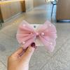 Joyería de Corea del Sur tela seersucker Pinza para el pelo con lazo de perlas Pinza para el pelo DIY para niños Banda para el pelo Tocado Accesorios de decoración para zapatos y sombreros