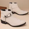 Amazon Botas Vaqueras del Oeste Americano para Hombre Botines Chelsea de Gamuza Estilo Punk Hebilla de Cadena Botines Tobilleros - 25410