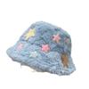Sombrero de Peluche Blanco Estrellado Atmosférico Sombrero de Pescador Nuevo Estilo Japonés Invierno Engrosado Cálido Cara Pequeño Sombrero de Cuenca