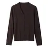 Cárdigan de Punto Elegante Vintage con Cuello en V y Mangas Largas para Mujer 2026 Nuevo Principios de Otoño Suave Lujo Ligero Brillo Lana Abrigo Suéter