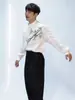 Camisa de Manga Larga para Hombre Estilo Chino Nuevo de Otoño con Bordado de Bambú y un Elegante Caído Casual para Estilistas