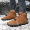 Botas de Nieve para Exteriores Zapatos de Algodón Tela Oxford Impermeables Zapatos de Algodón Invierno Nuevos Dedos Separados Suela de Goma Antideslizante Botas de Nieve de Caña Alta