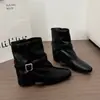 Botines de punta con hebilla para mujer, nueva colección otoño/invierno 2026, estilo retro, tacón grueso, que aumentan la altura, versátiles y adecuados para varios atuendos.