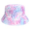 Novo em estoque chapéu de pescador com tie-dye pintado transfronteiriço, chapéu de dupla face masculino e feminino, chapéu de proteção solar casual para áreas externas, dois usos