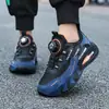 Zapatos para Niños 2025 Otoño e Invierno Nuevos de Piel y Malla Transpirables para Niños Medianos y Grandes con Hebilla Giratoria Antideslizantes Deportivos para Correr