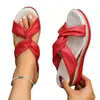 Sandalias de cuña de suela gruesa con tiras cruzadas, moda de verano 2026 para mujer de talla grande europea y americana, para vacaciones y uso casual en la playa