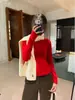 Camiseta Base de Lana Tejida Han Xun con Cuello Alto y Rizos Naturales para Mujer, Otoño/Invierno 2026, Multicolor, Corte Relajado, Capa Interior 27551