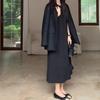 Vestido Largo Negro Holgado Slim Versátil de Primavera y Verano Estilo Francés Estilo Socialité Hepburn Vestido Traje Negro Mujer