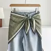 Pañuelo Triangular Cabeza Árbol de Coco Verde Francés para Mujer Estilo Pastoral Primavera Otoño Cubre Trasero Cinturón de Cintura Adorno para la Cabeza Protección Solar Bufanda de Seda Chal