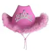 Chapéu de Cowboy Rosa Transfronteiriço Personalizado para Mulheres com Coroa de Penas Chapéu de Sol Ocidental Cowboy Feminino Amazon Outdoor Personalizado