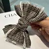Pinza de Plátano Dentada con Lazo a Cuadros Estilo Francés para Mujer, Elegante Pasador para Sujetar Coletas Altas, Accesorio para el Cabello