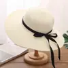 Sombrero de Paja de Ala Súper Ancha para Mujer Verano 2026 Nuevo Estilo Cinta de Lazo Protección UV Sombrero de Sol para Vacaciones en la Playa