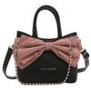 Bolso Simple para Mujer Estilo Coreano 2024 Nueva Moda Bolso de Hombro Tipo Cubo Contraste de Color con Lazo Cadena Portátil Bolso Cruzado