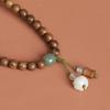 Pulseira de Sândalo Dourado Círculo Duplo 8mm Masculino e Feminino Pulseira de Contas de Oração de Mão Pingente Brinquedo Cultural Estilo Étnico Retrô Acessórios