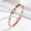 Pulseira Feminina Novo Estilo Europeu e Americano Vazado Fecho Rosa Ouro Pulseira com Números Romanos Pulseira de Aço Titânio Pulseira de Aço Inoxidável