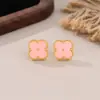 Aretes de Concha de Trébol de Cuatro Hojas para Mujer, Lujo Accesible, Modernos Estilo Nuevo 2025, Aretes Sencillos y de Alta Gama, Regalos para Novias